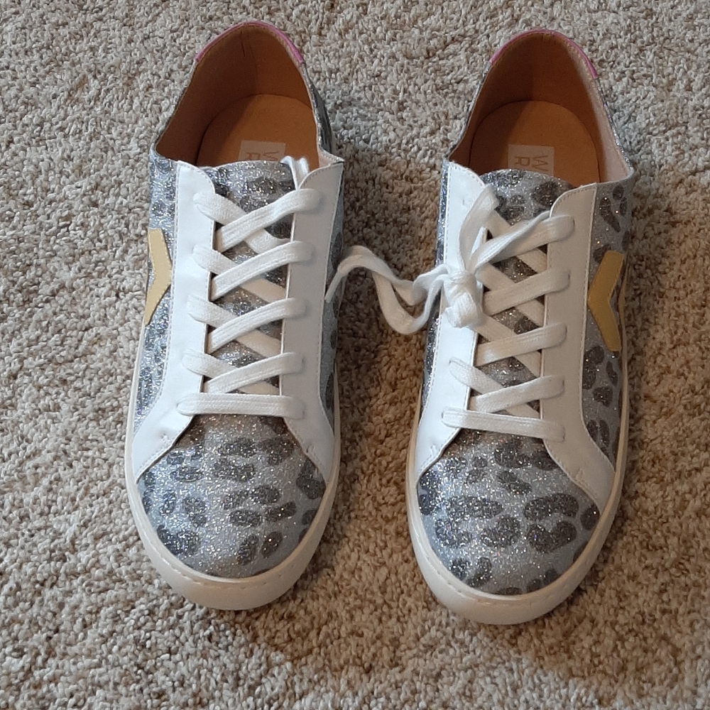 White Raven Glittery leopard sneakers